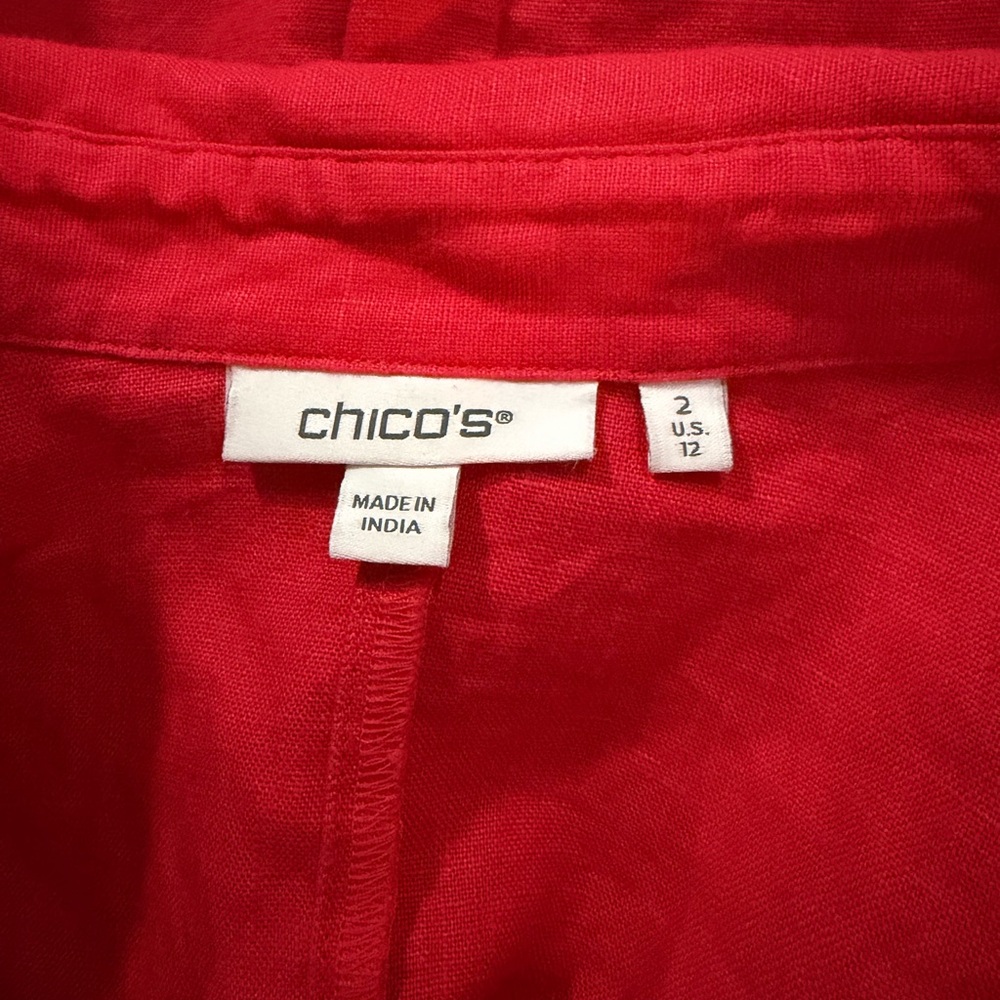 SOLD Chico’s Linen Roll Tab Dolman Midi Dress - Picture 11 of 13